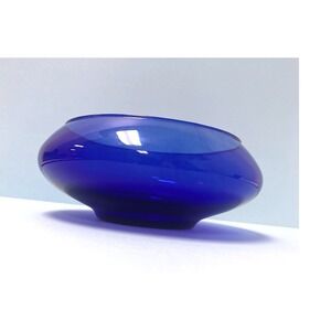 Crisa Mexico Hand-Blown Cobalt‎ Blue Glass Vintage 10" Centerpiece Bowl
